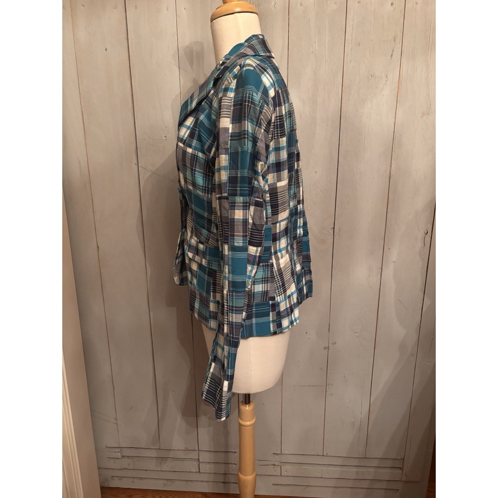 Talbots Patchwork Blazer Button Jacket Size 6 Blu… - image 8